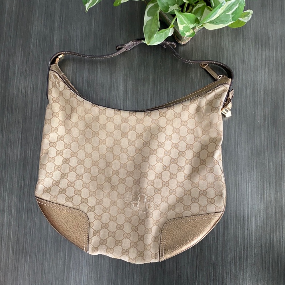 Gucci Tan Cloth Monogram Princy Hobo